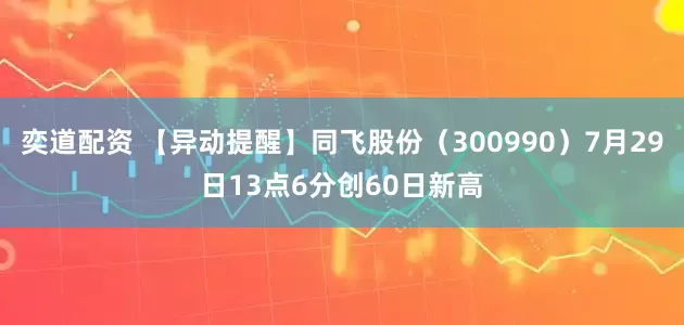 奕道配资 【异动提醒】同飞股份（300990）7月29日13点6分创60日新高