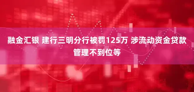 融金汇银 建行三明分行被罚125万 涉流动资金贷款管理不到位等